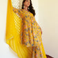 Janasya Yellow Georgette Digital Floral Printed Set | Swadesiicart