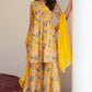 Janasya Yellow Georgette Digital Floral Printed Set | Swadesiicart