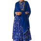 Janasya Dark Teal Blue Georgette Digital Floral Printed Set | Swadesiicart