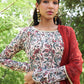 Janasya Beige Georgette Digital Floral Printed Set | Swadesiicart