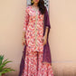 Janasya Peach Georgette Digital Floral Printed Set | Swadesiicart