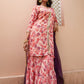 Janasya Peach Georgette Digital Floral Printed Set | Swadesiicart