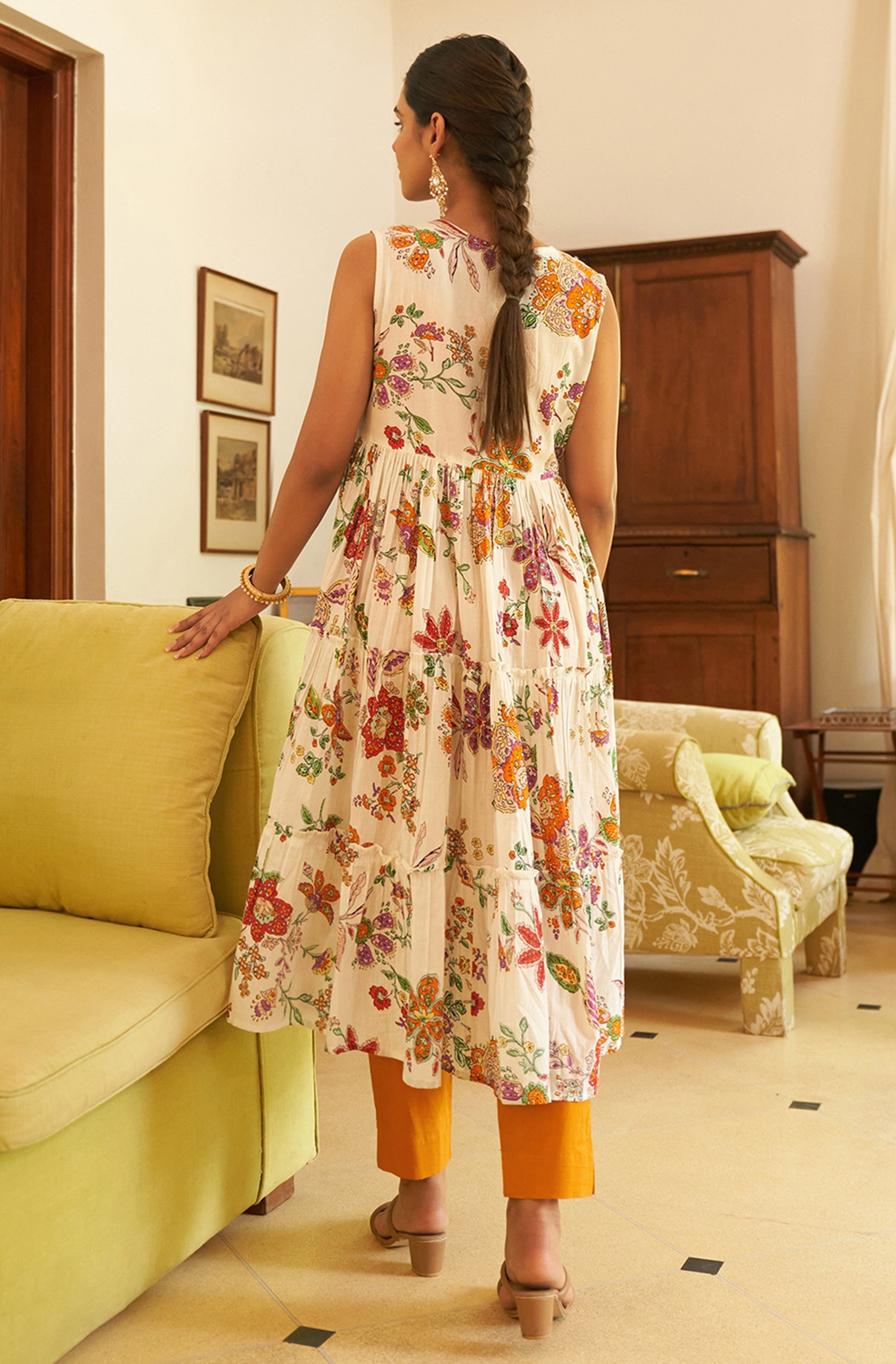 Janasya Orange Cotton Solid Set | Swadesiicart
