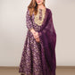 Janasya Violet Cotton Floral Printed Set | Swadesiicart