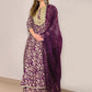 Janasya Violet Cotton Floral Printed Set | Swadesiicart