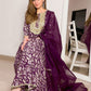 Janasya Violet Cotton Floral Printed Set | Swadesiicart