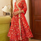 Janasya Red Cotton Floral Printed Set | Swadesiicart
