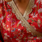 Janasya Red Cotton Floral Printed Set | Swadesiicart