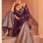 Janasya Women's Purple Brocade Woven Design Festive Straight Kurta Set | Swadesiicart