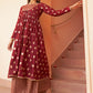 Janasya Women's Maroon Brocade Woven Design Festive Crop Top Set - Swadesiicart