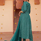 Janasya Women's Teal Brocade Woven Design Festive A-line Kurta Set | Swadesiicart