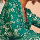 Janasya Women's Rama Green Brocade Woven Design Festive Crop Top Set | Swadesiicart