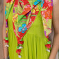 Janasya Women's Lime Green Rayon Solid Festive Tiered Kurta Set | Swadesiicart