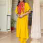 Janasya Women's Mustard Rayon Solid Festive Gathered Kurta Set | Swadesiicart