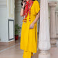 Janasya Women's Mustard Rayon Solid Festive Gathered Kurta Set | Swadesiicart