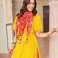 Janasya Women's Mustard Rayon Solid Festive Gathered Kurta Set | Swadesiicart