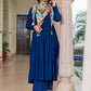 Janasya Women's Blue Rayon Solid Festive Gathered Kurta Set | Swadesiicart