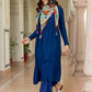 Janasya Women's Blue Rayon Solid Festive Gathered Kurta Set | Swadesiicart