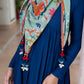 Janasya Women's Blue Rayon Solid Festive Gathered Kurta Set | Swadesiicart