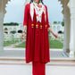 Janasya Women's Maroon Rayon Solid Festive Gathered Kurta Set | Swadesiicart