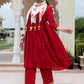 Janasya Women's Maroon Rayon Solid Festive Gathered Kurta Set | Swadesiicart