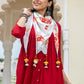 Janasya Women's Maroon Rayon Solid Festive Gathered Kurta Set | Swadesiicart
