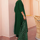 Janasya Women's Dark Green Chanderi Embellished Festive Anarkali Kurta Set | Swadesiicart
