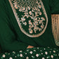 Janasya Women's Dark Green Chanderi Embellished Festive Anarkali Kurta Set | Swadesiicart