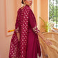 Janasya Women's Pink Chanderi Embellished Festive Straight Kurta Set | Swadesiicart