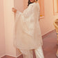 Janasya Women's Off White Chanderi Yoke Embroidery Festive Straight Kurta Set | Swadesiicart