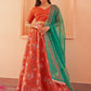 Janasya Orange Georgette Digital Floral Printed Festive Lehenga Choli | Swadesiicart