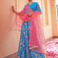 Janasya Blue Georgette Digital Floral Printed Festive Lehenga Choli | Swadesiicart