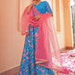 Janasya Blue Georgette Digital Floral Printed Festive Lehenga Choli | Swadesiicart