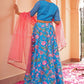 Janasya Blue Georgette Digital Floral Printed Festive Lehenga Choli | Swadesiicart