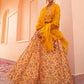Janasya Mustard Georgette Digital Floral Printed Festive Lehenga Choli | Swadesiicart
