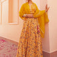 Janasya Mustard Georgette Digital Floral Printed Festive Lehenga Choli | Swadesiicart