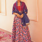 Janasya Red Georgette Digital Floral Printed Festive Lehenga Choli | Swadesiicart