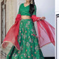 Janasya Green Georgette Digital Floral Printed Festive Lehenga Choli | Swadesiicart