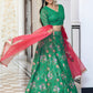 Janasya Green Georgette Digital Floral Printed Festive Lehenga Choli | Swadesiicart
