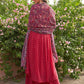 Janasya Women's Pink Georgette Foil Motif Printed Festive Gathered Kurta Set | Swadesiicart