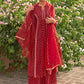 Janasya Women's Maroon Georgette Foil Motif Printed Festive A-line Kurta Set | Swadesiicart