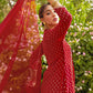 Janasya Women's Maroon Georgette Foil Motif Printed Festive A-line Kurta Set | Swadesiicart