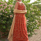 Janasya Women's Red Georgette Embellished Festive A-line Kurta Set | Swadesiicart