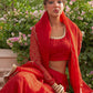 Janasya Red Organza Woven Design Festive Lehenga Choli | Swadesiicart