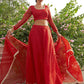 Janasya Red Organza Woven Design Festive Lehenga Choli | Swadesiicart