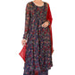 Janasya Dark Teal Blue Georgette Digital Floral Printed Set | Swadesiicart