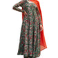Janasya Bottle Green Georgette Digital Floral Printed Set | Swadesiicart
