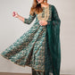 Janasya Teal Cotton Foil Floral Printed Set | Swadesiicart