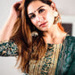 Janasya Teal Cotton Foil Floral Printed Set | Swadesiicart
