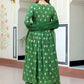 Janasya Women's Green Brocade Woven Design Festive Angrakha Kurta Set | Swadesiicart
